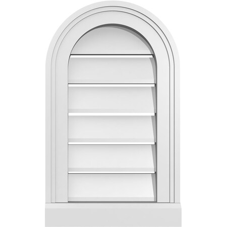 Ekena Millwork Round Top Surface Mount PVC Gable Vent: Functional, w/ 2"W x 2"P Brickmould Sill Frame, 12"W x 20"H GVPRT12X2003SF